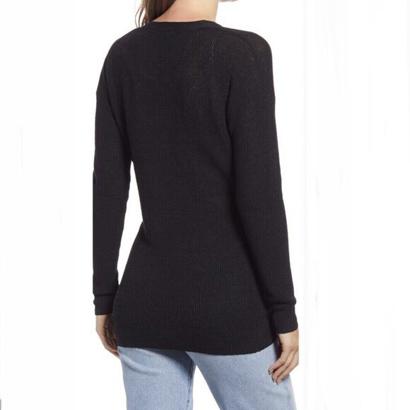 Halogen NWT Women's Ribbed Long Sleeve Side Tie Front Cardigan Sweater Black S - Picture 2 of 9
